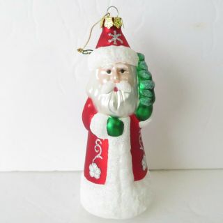 Vintage 90s Glass Santa Claus Father Christmas Holiday Ornament