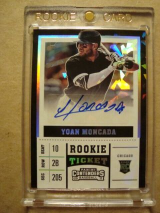 2017 Yoan Moncada Contenders Cracked Ice Rookie Ticket Autograph Rc /24 Auto