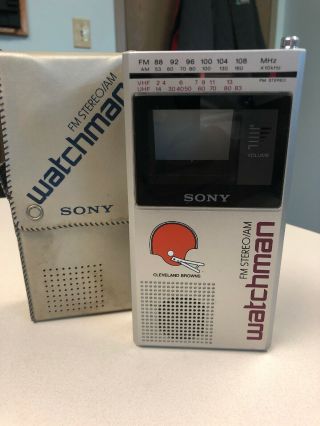Vintage 1984 Cleveland Browns Fm Stereo/am Watchman With Case