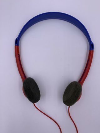 Red And Blue Vintage Sony Mdr - 007 Stereo Headphones For Walkman
