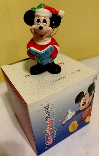 Vintage Disney Japan Mickey Mouse Santa Christmas Caroling Ornament