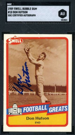 Don Hutson Sgc Autograph 1989 Swell Authentic Hand Signed
