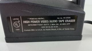 Realistic High Power Bulk Tape Eraser 44 - 233A Video Audio Radio Shack USA Made 2