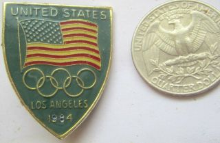 Old Olympic Pin Badge Los Angeles 1984 Usa Noc Brass Enamel