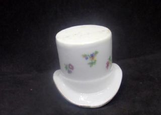 Vintage Japan Ceramic Top Hat Toothpick Holder White W/multi - Color Mini Flowers