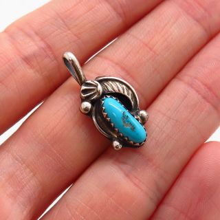 Old Pawn Vintage 925 Sterling Silver Sleeping Beauty Turquoise Tribal Pendant
