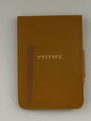Vintage IBM Gold leather THINK notebook notepad and pencil early vintage THINK 2