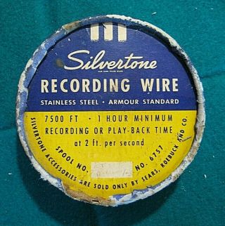 SILVERTONE RECORDING WIRE 7500 Feet,  1 Hour Spool w/ Box 3