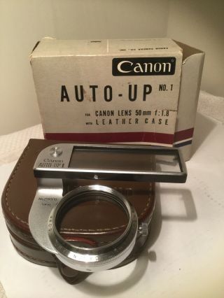Canon Auto - Up No.  1 Lens For 50mm F:1.  8 With Leather Case And Box