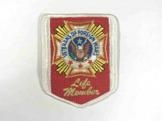 Vintage Veterans Of Foreign Wars Life Member Sew Iron On Embroidered Patch