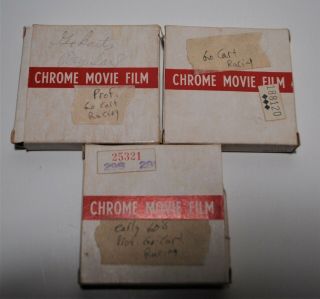 3 Vintage 8mm Home Movie Films,  Early 1960s Professional Go Cart Racing
