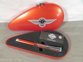 Harley Davidson Waterman Fountain Pen W/ Orange Gas Tank Case