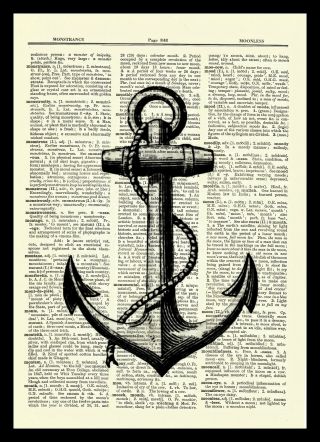 Vintage Anchor Dictionary Art Print Picture Ocean Poster Nautical Ship Sea 3