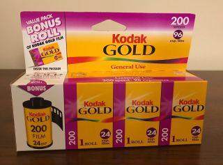 Sealed: Kodak Gold 35mm Film 200 Iso 24 Exposure X4 (96 Total Pictures) Expired