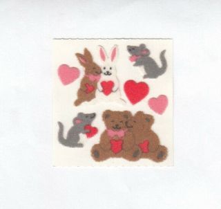Vintage Sandylion Fuzzy Bunny Raccoon Fox Mouse Pig Goat Stickers - You Choose 2