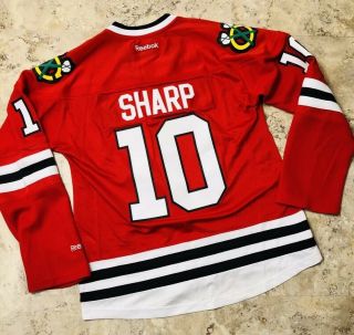 Reebok Chicago Blackhawks Patrik Sharp Sewn 10 Hockey Jersey Nhl Women’s Size M