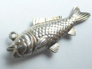 Vintage 925 Sterling Silver Fish Pisces Salmon Koi Ocean Charm 1.  5g C884