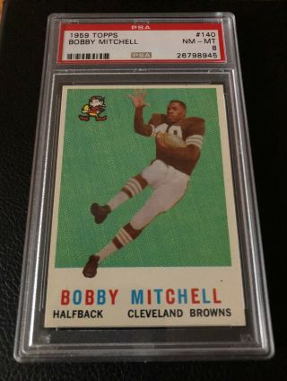 1959 Topps Football Bobby Mitchell 140 Psa 8 Nm - Mt Cleveland Browns Rookie Rc