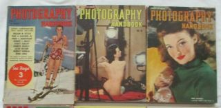 3 Photography Handbook Magazines Vol.  1 No.  2 1938,  Vol.  10 1942,  Vol.  11 1943 Fawcett