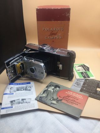 Vintage Polaroid Model 95a Land Camera With Box Paperwork Instruc