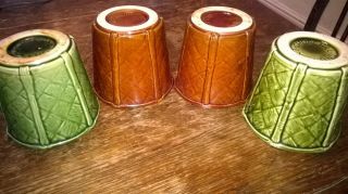 4 X Vintage Glazed Ceramic Planters,  2 Green,  2 Brown.  By Churchill,  England