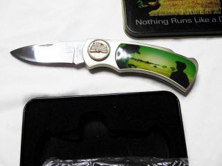 Vintage John Deere Folding Knife In Tin - About 7 Inches Open