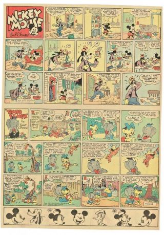 Vintage Mickey Mouse With Goofy (walt Disney) 1939 Sunday Comic (flash Gordon)