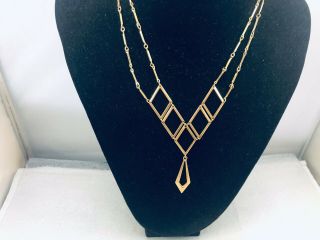 Vtg.  Sarah Coventry Shiny Gold Tone Triangular Articulated Necklace
