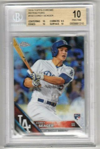 Corey Seager 2016 Topps Chrome Refractor Rookie Rc Bgs 10 Pristine La Dodgers