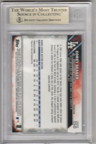 Corey Seager 2016 Topps Chrome Refractor Rookie RC BGS 10 PRISTINE LA DODGERS 3
