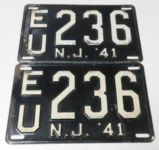 1941 Jersey Passenger Car License Plate Pair