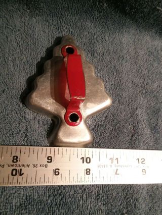 Vintage 50s Aluminum Cookie Cutter Red Strap Handle Christmas Tree