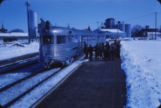 1960 Kodachrome Slide Photo Cb&q Burlington Pioneer Zephyr Passenger Train Iowa