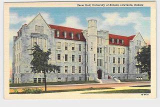 Vintage Postcard Kansas Lawrence University Of Kansas Snow Hall Exterior View Ne