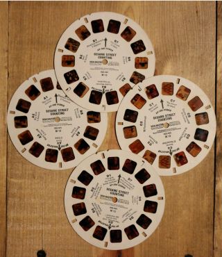 Vintage 1982 Set Of 4 Sesame Street Counting Viewmaster Reels Big Bird The Count