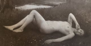 Vintage Risque Nude Female Field Photo 10.  5x7 Muchmore Art Co.  March 1912