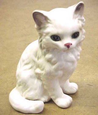 Vintage - " Lefton " Ceramic White Persian Cat Figurine 1513 Japan Orig Foil Label