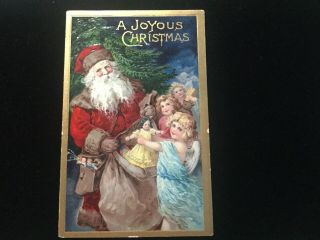 Vintage Christmas Santa And Children No.  X 331 Postcard