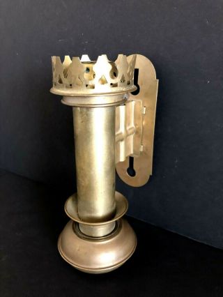 Vintage Brass Spring Loaded Wall Sconce Candle Holder 7 "