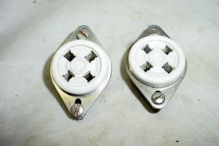 2 Millen 4 Pin Tube Sockets With Mounting Brackets Ceramic Steatite 2a3 5u4g