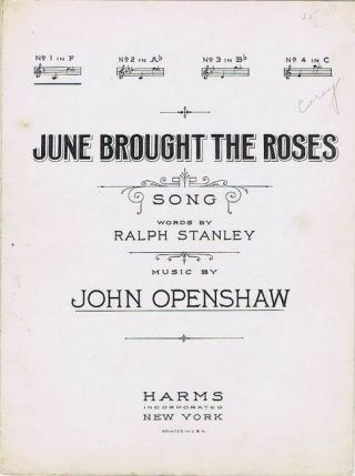 June Brought The Roses,  1924,  Vintage Sheet Music