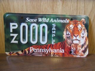Pennsylvania Save Wild Animals Sample License Plate Tag