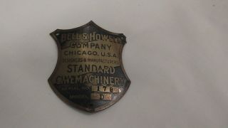 Bell & Howell Company Standard Cinemachinery Brass Badge