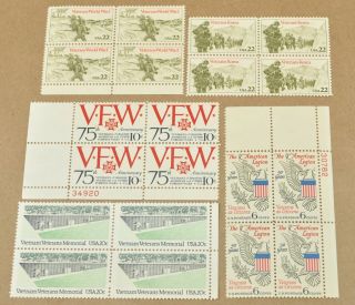 Vtg United States Postage Stamp Lot Vietnam Veterans Vfw Stamps $5.  80 / Unposted