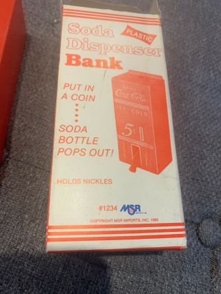 Vintage Coca - Cola Soda Dispenser Bank Plastic 1980