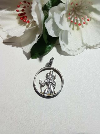 Vintage Sterling Silver Cut - Out St Christopher Pendant