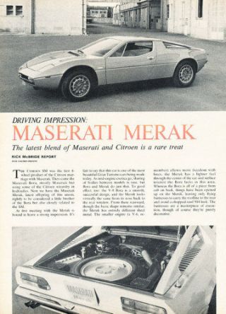 1973 Maserati Merak Vintage Classic Print Article