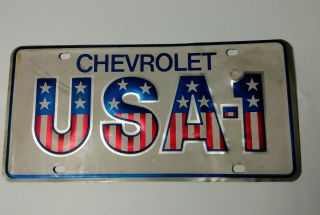 Vintage Chevrolet Usa - 1 Rare Chevy Dealership License Plate Patriotic Oem Gm