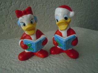 Vintage Donald And Daisy Duck Christmas Porcelain Japan Walt Disney Figurine 3 "
