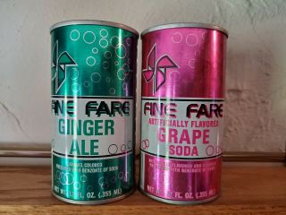 2 Vintage Fine Fare Soda Cans
